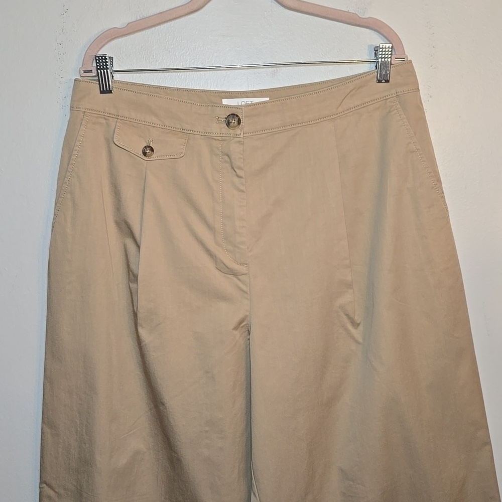 Loft Coin Pocket Pleated Wide Leg Twill Chino Khaki Pocket Pants New With Tag - Picture 3 of 12